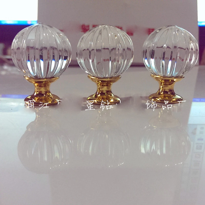 

2 pcs Crystal pumpkin ball handle single hole shaped crystal handle wardrobe cabinet ball doorknob