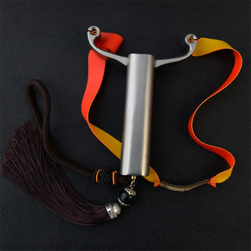 

Precise TC21 Titanium Alloy Slingshot Catapult Outdoor Hunting Shooting Sling shot with Powerful Flat Rubber Band