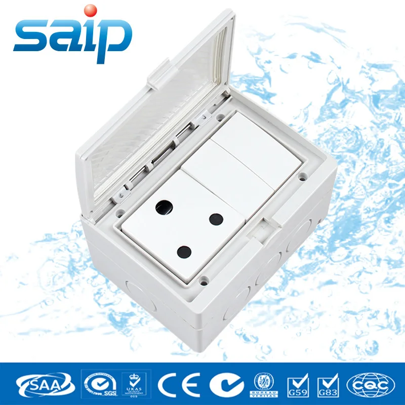 

High Quality Durable South African Style Waterproof Wall Switch Socket IP55 110~250V (SP-SA2S)
