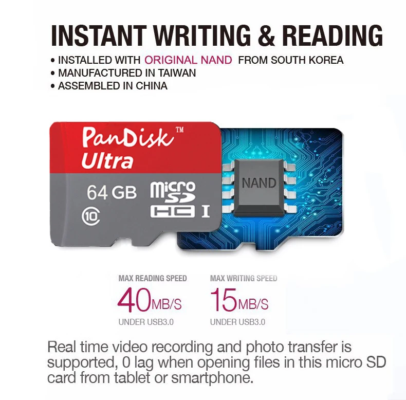 Карта памяти Micro SDXC 4 ГБ 8 16 32 64 128 розовый Microsd Карты Класса 10 Полную Мощность Один