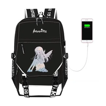 

new hot sale High Q Anime anohana backpack UNISEX student school bag preppy style usb charge backpack
