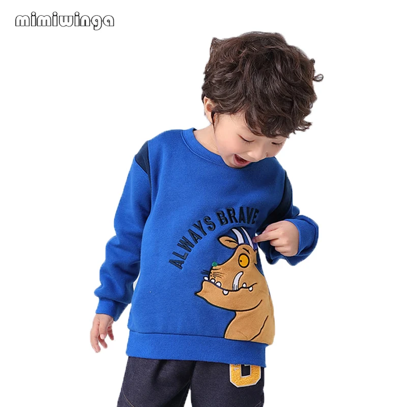 

Mimiwinga Cartoon Pullover Sweatshirt Kids Streetwear Fleece Catching Long Sleeve Warm Cotton Hoodies Boys Letter Girls Hoodie