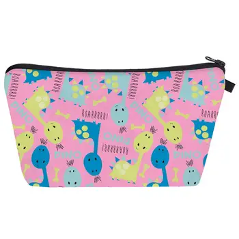 

Women's Zipper Makeup Brush Storage Cute Cartoon Dinosaur Print Cosmetic Bag Gift New