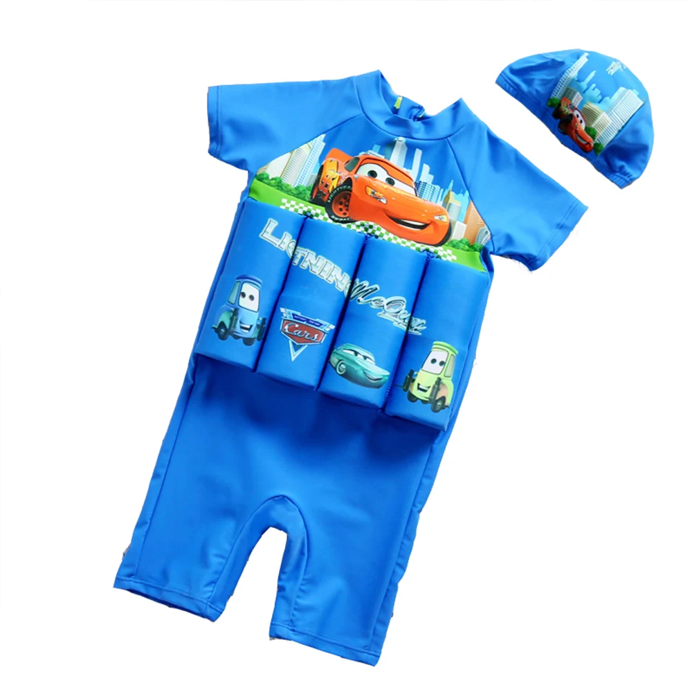 Плавающий купальный костюм для мальчиков с изображением Капитана Америки UPF50+ рукав, Рашгард, детский цельный купальник на коленях - Цвет: 2809 Cars