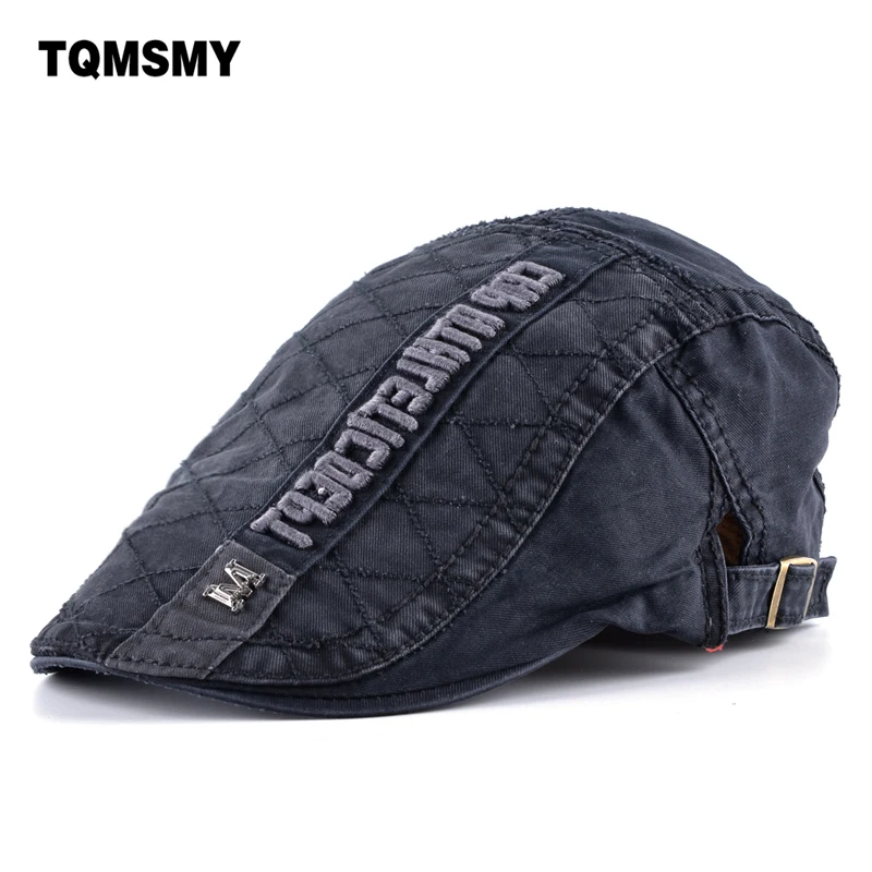 

Retro caps Men Berets Cotton Hats Embroidery letters Peaked cap casual Gorras Planas bone Flat hat Men's Berets boina
