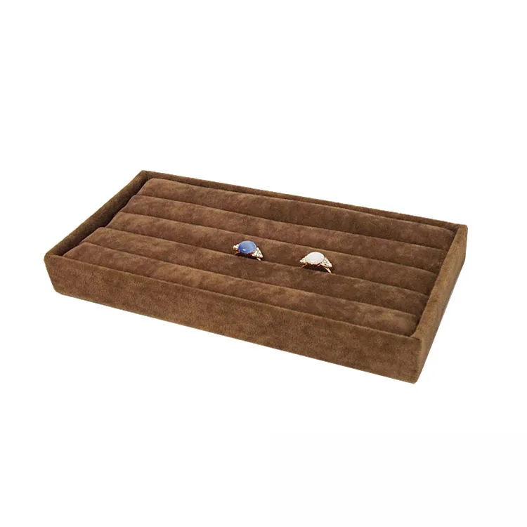  Portable Velvet Ring Insert Jewelry Display Tray Holder Stand Case Bague Trinket Shop Presentation 