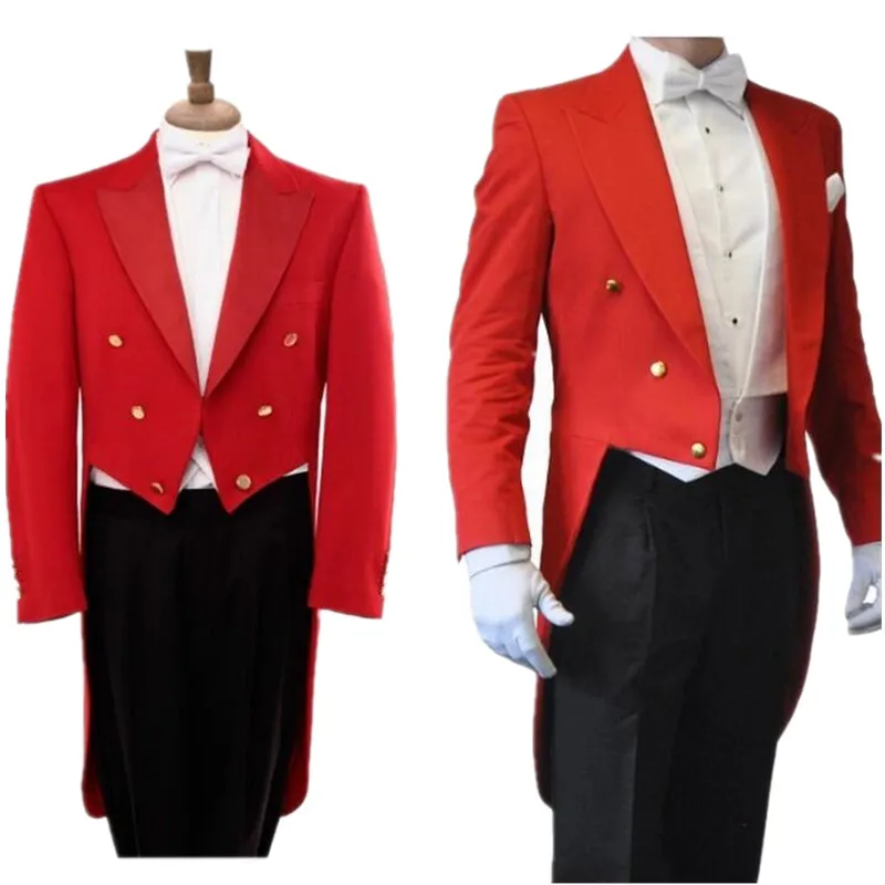 mens suitHigh quality long tailed dress suit 2019 autumn red tuxedo