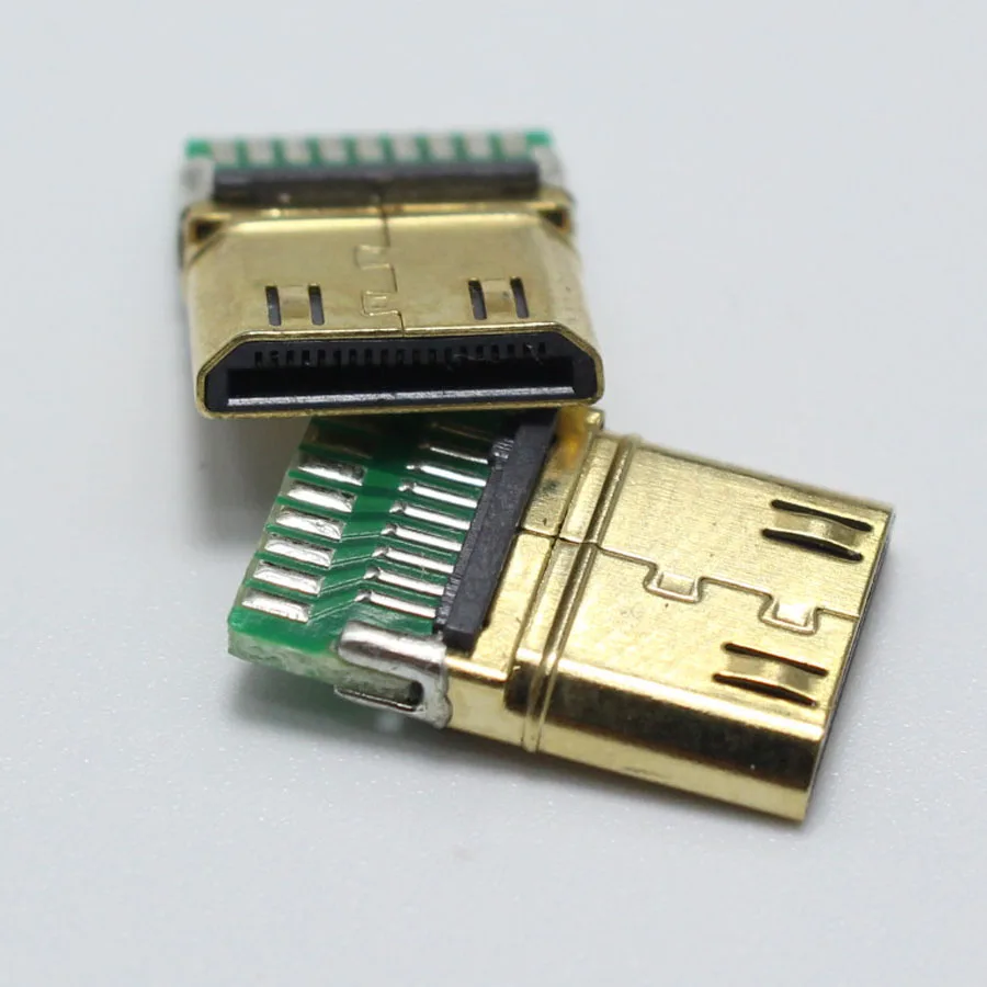 1 шт. DIY Mini HDMI Тип C сварочный Тип штекер 19 Pin PCB разъем 19+ 1 Позолоченные вилки