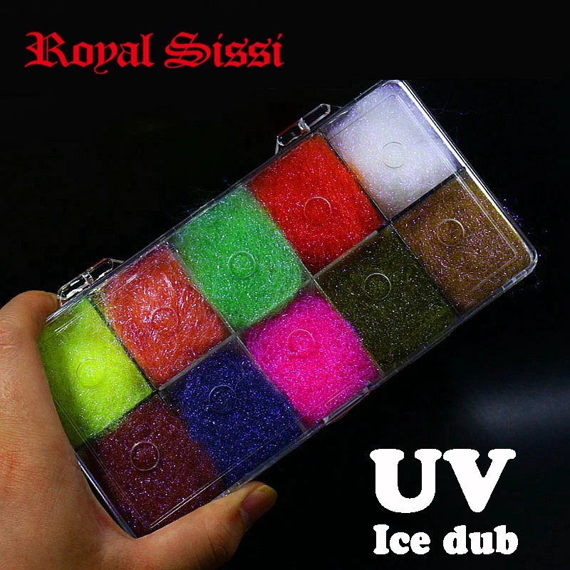 10 colors set true UV ice dub with luxury despenser ultraviolet Living Fibers slim& bent ice dubbing popular Fly Tying Material
