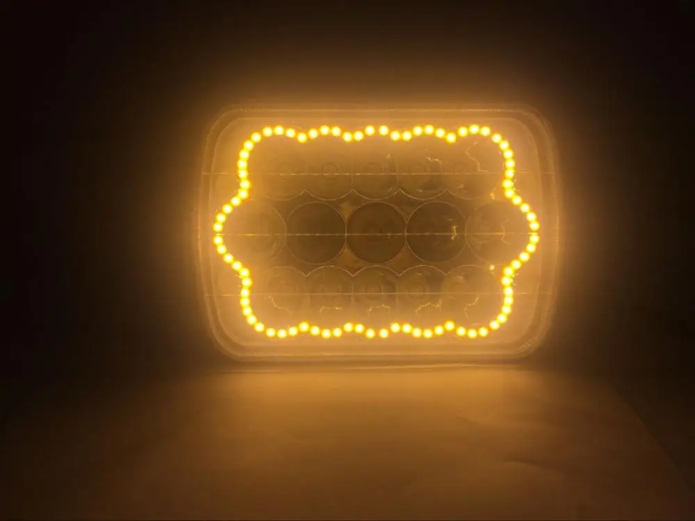 GZZONO 1 пара 45 Вт прямоугольник многоцветный HALO DRL Led 5*7 дюймов Hi/Низкий головной свет светодиодный герметичный луч рабочий свет грузовики светодиодные лампы - Цвет: Цвет: желтый