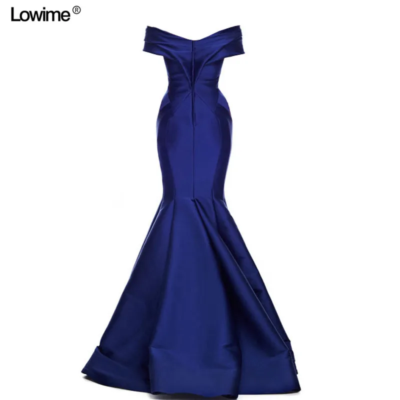 Long Evening Dress 2018 Sexy Mermaid Off The Shoulder V-neck Sleeveless Royal Blue Women Arabic Formal Evening Gowns (1)