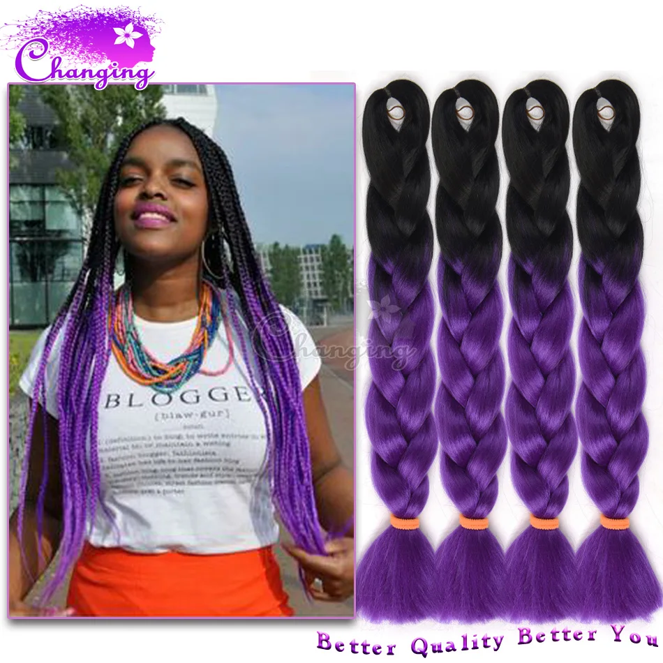 100g Pc Purple Braiding Hair 10pcs Lot Ombre Crochet Braid Hair
