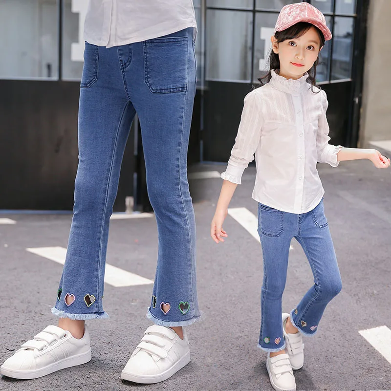 

Girls Denim Pants Casual Solid Elastic Waist Boot Cut Jeans Baby Kids Clothes Fashion Slim Trousers Child Comfort Outwear