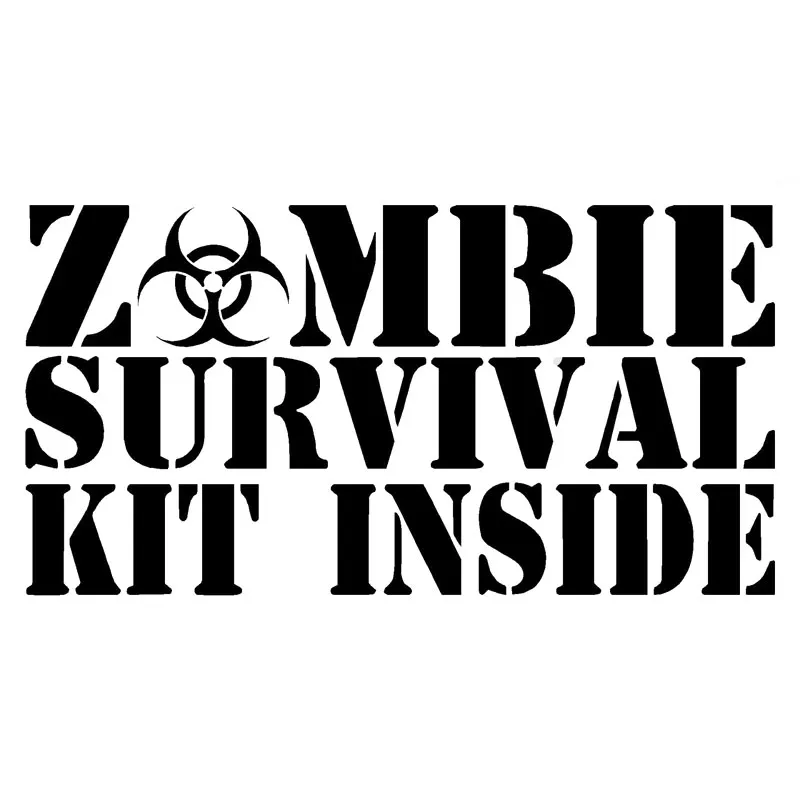 

15.2CM*7.9CM Zombie Survival Kit Inside Decal Car Styling Accessories Fashion Funny Car Sticker Black Sliver C8-1040