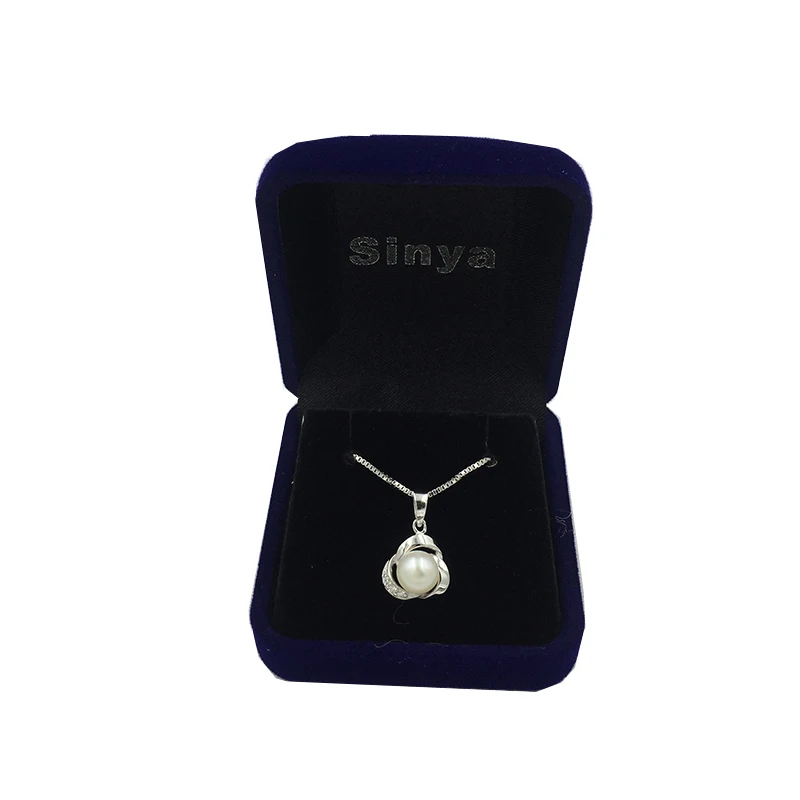 Sinya pearl pendant choker necklace for women girl with 18inch box chain in 925 sterling silver fine jewelry gift for Mom 2017 (1)