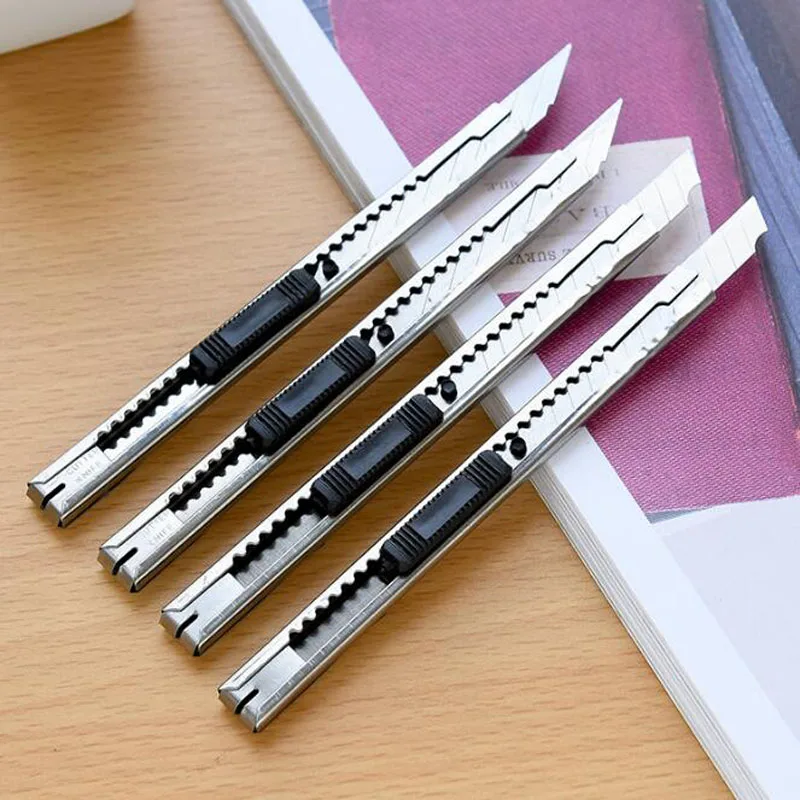 1pc Kawaii Knife Stainless Steel Metal Utility Paper Cutter Art Accessories Office School Supplies Stationery 1pc metal bookmark kawaii rainbow alloy pendant book mark cute accessories student office school supplies stationery