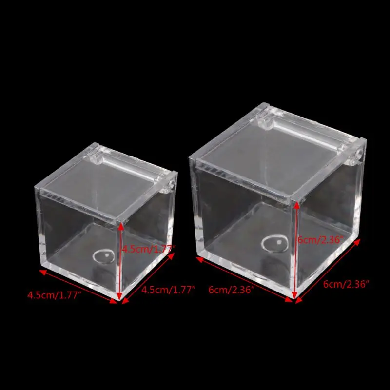 12 шт прозрачный акриловый 5 сторонний Дисплей Коробка для хранения Чехол квадратный куб шкатулка для реквизита Размер L/S