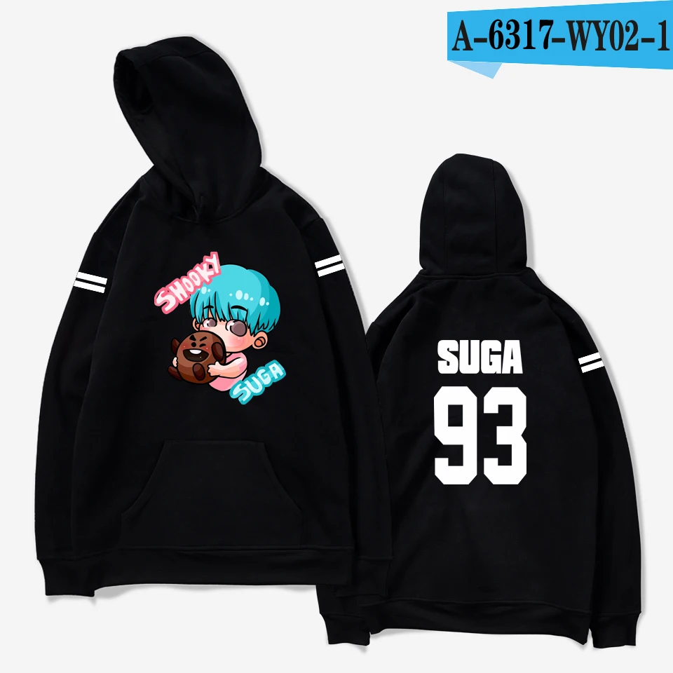 aikooki hoodies women Bangtan Boys Kpop idol Hoodies Sweatshirts Autumn Streetwear Fans Hoodies Cap Casual Clothes Plus Size - Цвет: black