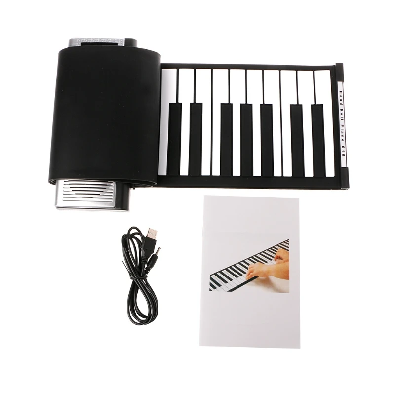 

Portable Roll-Up 61 MIDI Soft Keys Flexible Electronic Piano Music Keyboard New