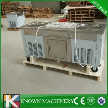 

Stainless steel with high three compressors thailand style 2 round pans with 10 cooling food tanks fried ice cream roll machine