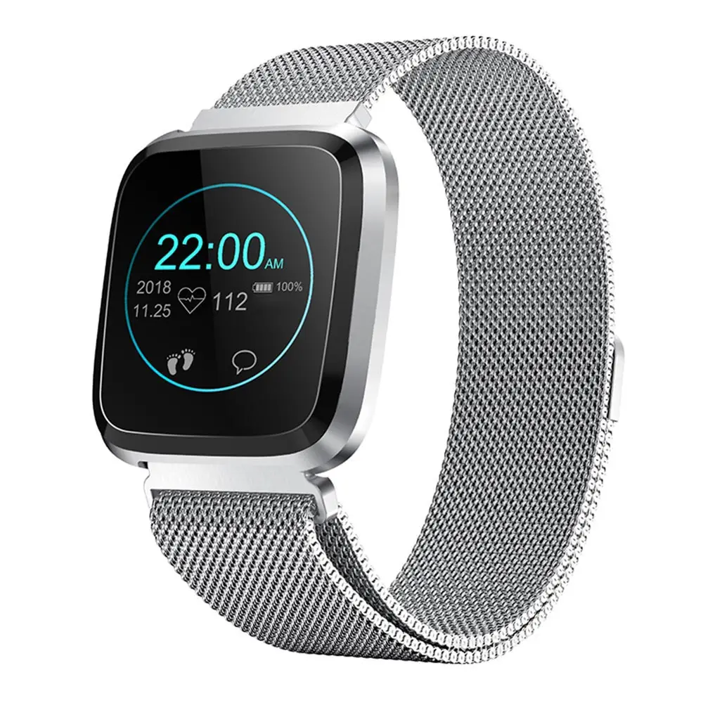 KISSCASE, металлические Смарт-часы с Bluetooth, умные часы для Android iOS, кровяное давление, пульсометр, спортивные наручные часы с Bluetooth - Цвет: Серебристый