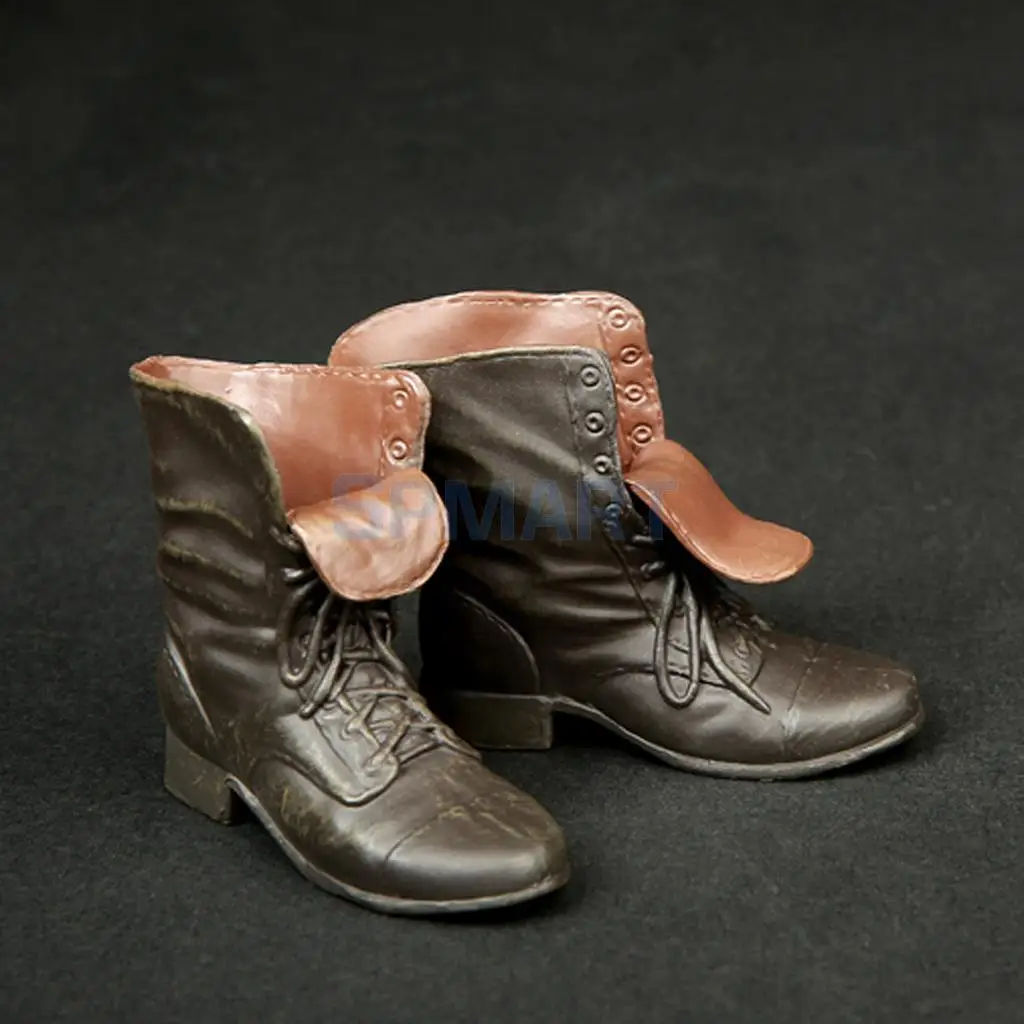 2 Pairs 1/6 Scale Rubber Made Leather Ankle Boots For 12