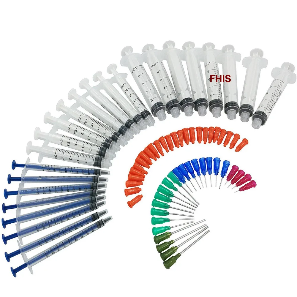 24 Sets Luer Lock Syringe 10ml 3ml 1ml with Blunt Tip Needles and Caps
