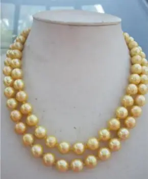 

Natural AAA 10-11mm south pearl necklace 35" yellow clasp