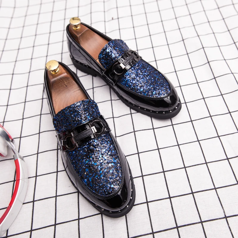 

Thestron Men Loafers Casual Shoes Men Leather Shoes Fashion Footwear Blue Black Slip-On Shoes Mens Brand Shoes Designer Loafers
