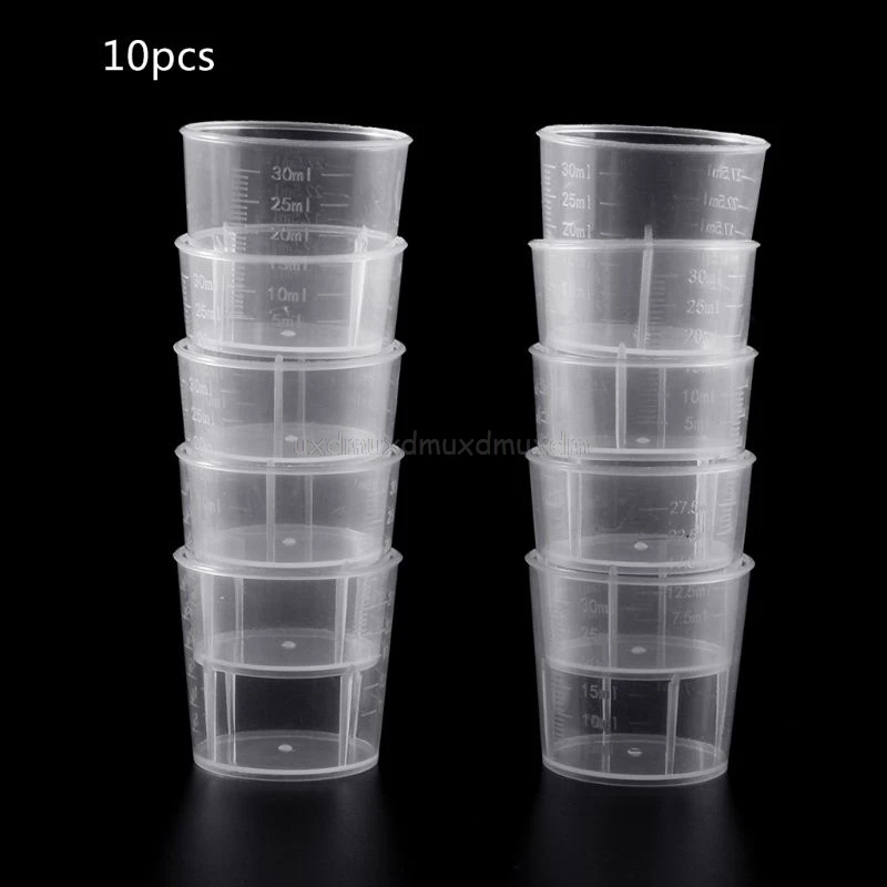 

10Pcs Laboratory Bottle Lab Test Measuring 30ml Container Cups with Cap Plastic Liquid Measuring Cups J25 19 Dropship