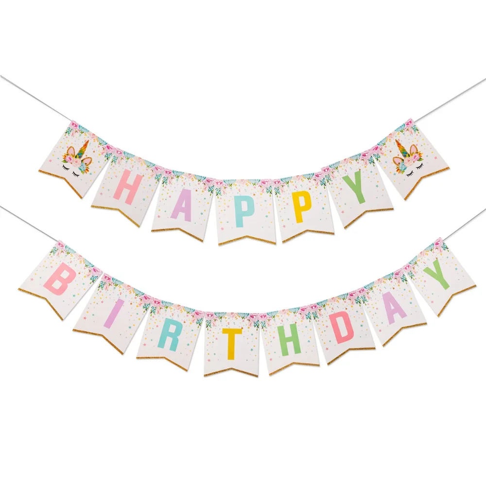 

QIFU Unicorn Party Decoration Tissue Tassel Happy Birthday Banner Kids Favors Baby Shower Unicorn Birthday Party Supplies