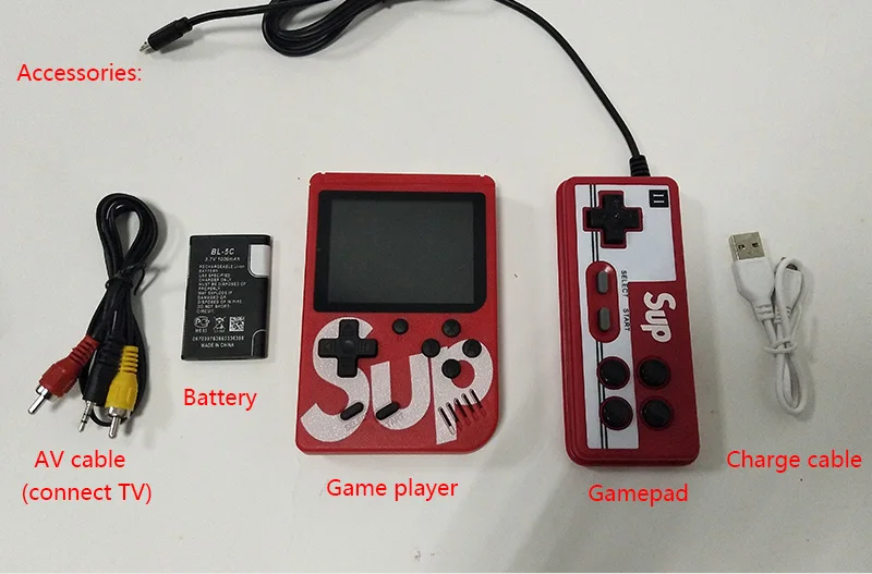 Sup Portable Video Handheld Game Console Retro Classic Mini Game Machine Built-in 300 Classic Game red without gamepad 6