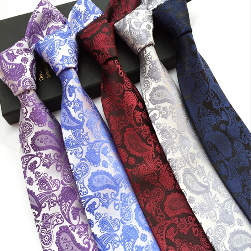 Factory Seller Men's Classic vintage Tie 100 Silk 8cm Paisley cravatta