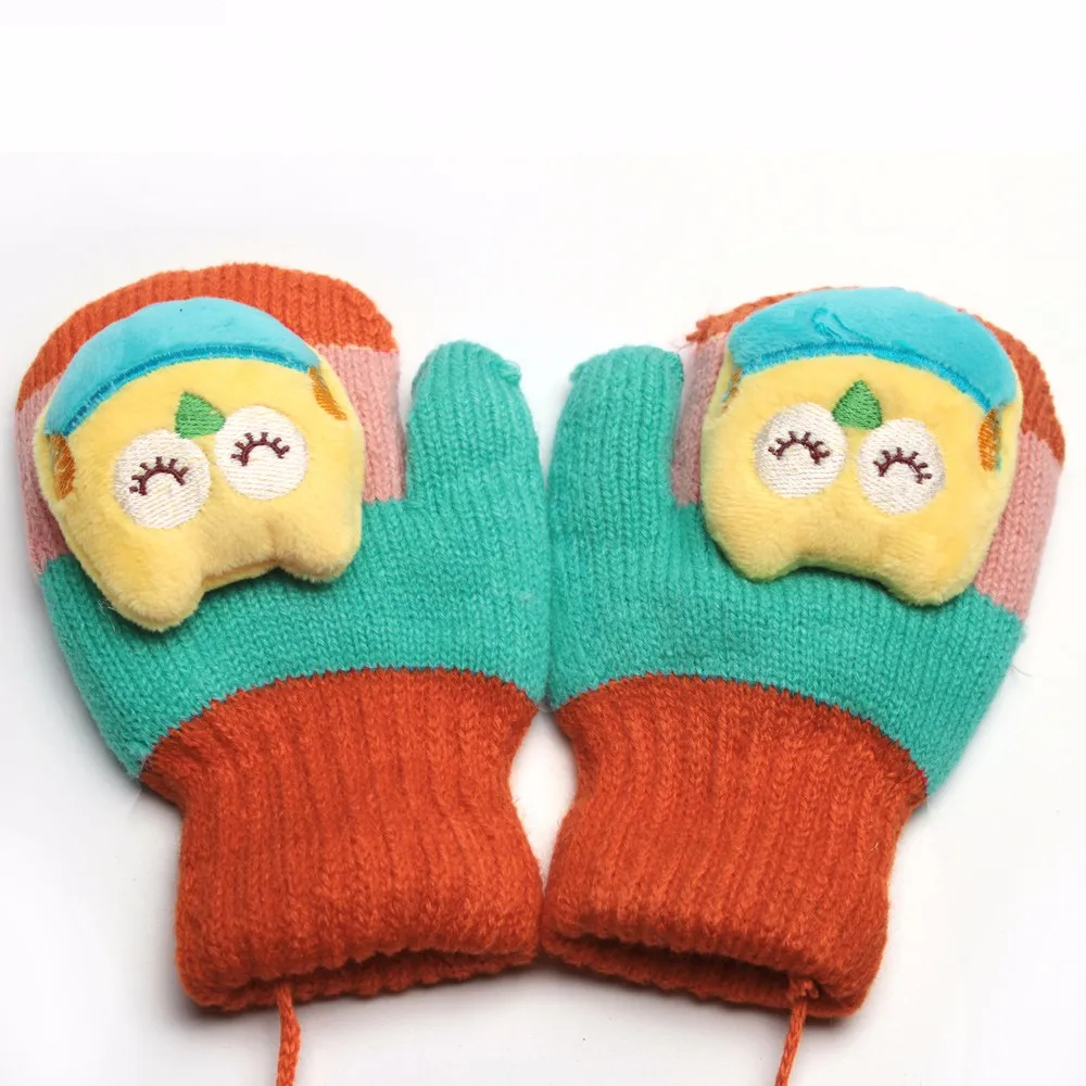 Милые детские перчатки с совой, Мультяшные Детские теплые митенки для мальчиков и девочек, рукавицы для малышей, упаковка перчатка для младенца, осенне-зимние детские аксессуары