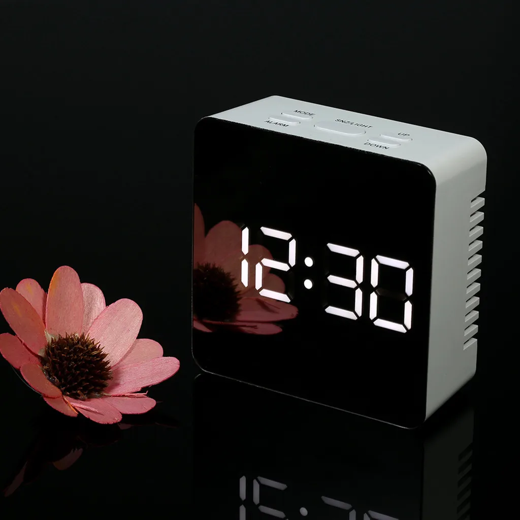 

LED Mirror Alarm Clock Digital Night Lights Thermometer Display Multi Functional Digital Electronic Home Decoration Clock