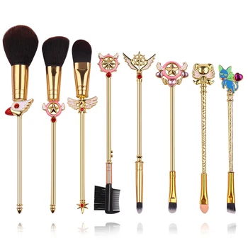 

8pcs Magic Cardcaptor Sakura Gold Makeup Brushes Set Foundation Powder Blush Eyeshadow Lip Blend Makeup Brush Tool Kit Maquiagem