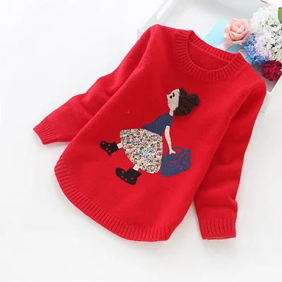 3D с мультяшным принтом для девочек свитера детский пуловер свитер для мальчиков пуловер для маленьких девочек осенняя и зимняя одежда детское пальто - Цвет: Red