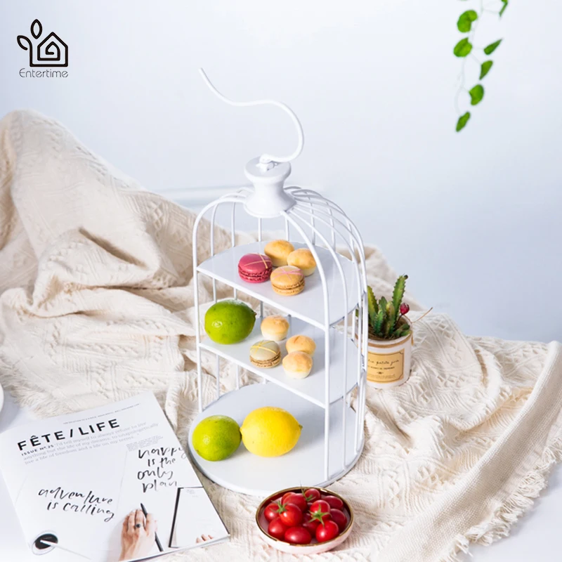 

Entertime Creative Birdcage modeling Three-layer Metal Cake Rack stand Snack Tray Dessert Display Stand bakeware (Size : S)