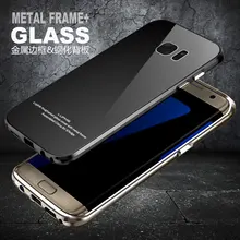 LUPHIE Brand S7edge Metal Aluminum Alloy Border & Tempered Glass Back Cover For Samsung Galaxy S6 S7 & S7 Edge Hard Armor Case
