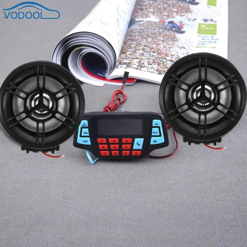 VODOOL мотоцикл MP3 колонки мотор Руль аудио система USB TF Bluetooth FM радио встроенный микрофон автомобильные аксессуары