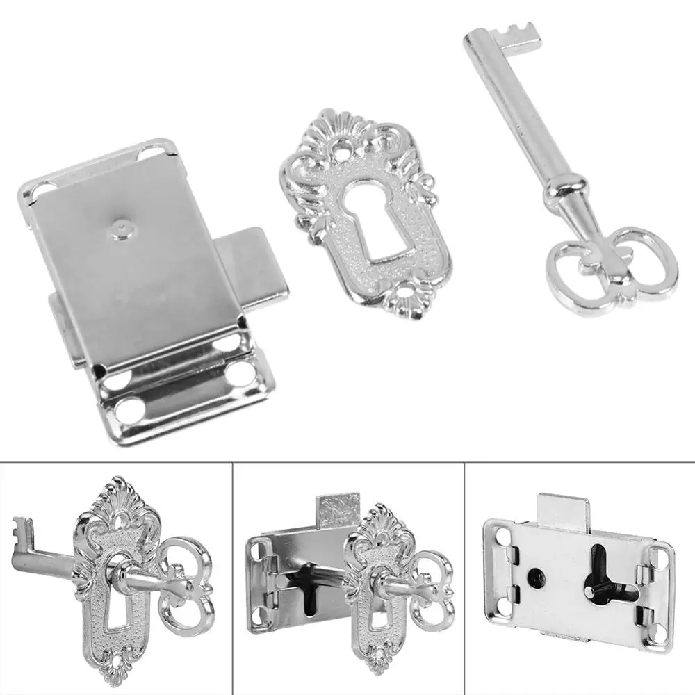 замок Античная Железный Замок Ящика шкафа Jewelry архаизмы шкаф двери + ключ