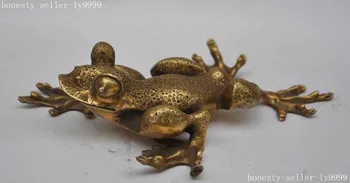

Crafts statue china fengshui copper Brass Frog Toad Bufo animal beast wealth good luck statue
