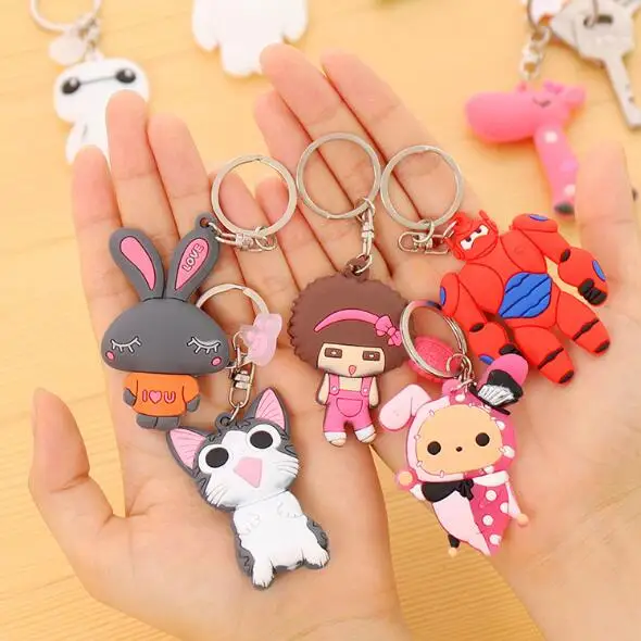 1 PCS Cute Anime PVC Keychain & KeyRing Cartoon Animal Key Chain
