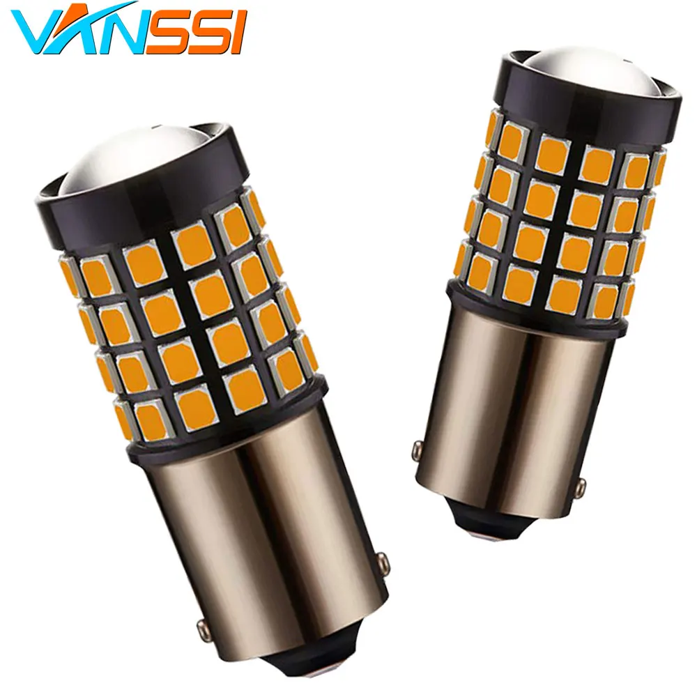 2 шт. Сверхяркие 1600ЛМ PY21W Bau15s 7507 светодиодный желтый 52-SMD 2835/3030 для указателей