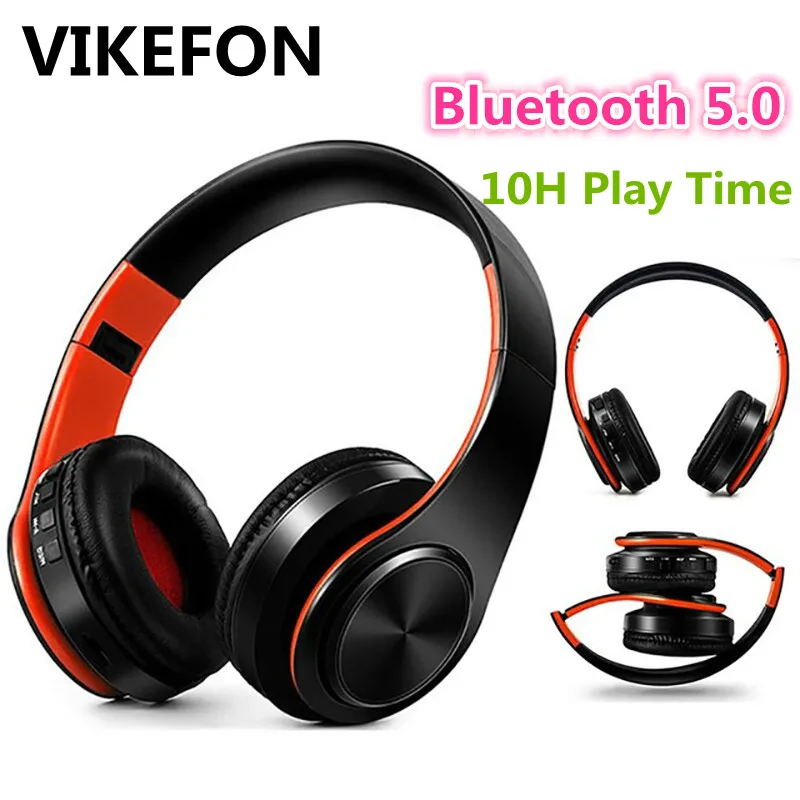 Наушники VIKEFON Bluetooth 5,0, беспроводная гарнитура, Hi-Fi, стерео музыка, Bluetooth наушники с микрофоном/TF картой для мобильного телефона, планшета