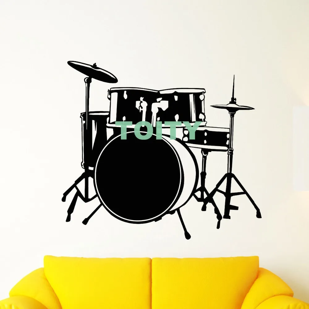 Vinyl Wall Decal Drum Kit Drummer Music Musical Instrument Sticker