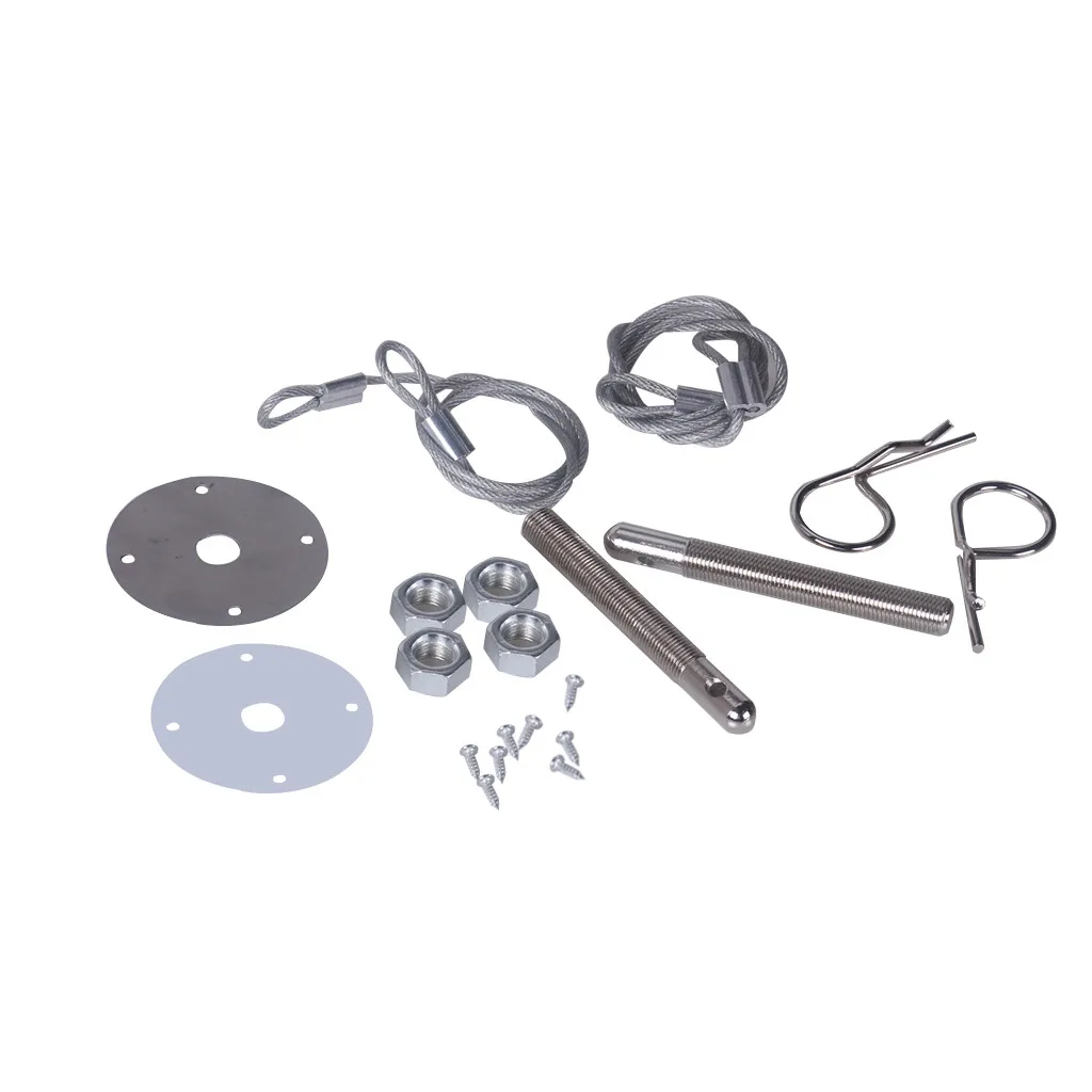 

Racing Style Stainless Steel Mount Hood Pin Pins Plate Bonnet Lock Kit Universal Sleeve pin lock kit 10