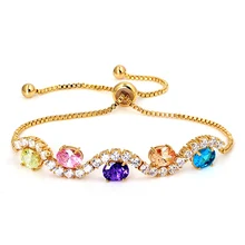 Новое поступление красочные овальные форма кубического циркония Регулируемый Циркон CZ браслеты для женщин в разных цветах