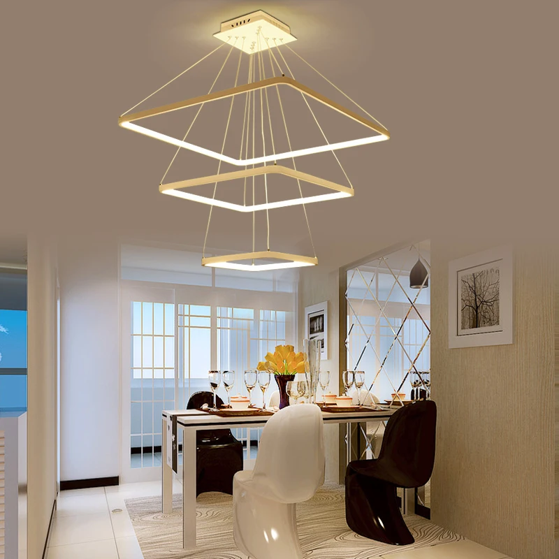 

creative LED Pendant lamps Modern simple square dining room Pendant Lights office front ring lighting bedroom living FG97