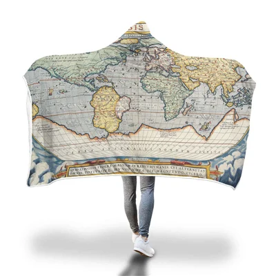 Супер мягкое шерстяное одеяло с капюшоном, Карта мира, теплое зимнее одеяло с капюшоном, одеяло s для взрослых, худи, одеяло для путешествий, диван Manta - Цвет: World map 017